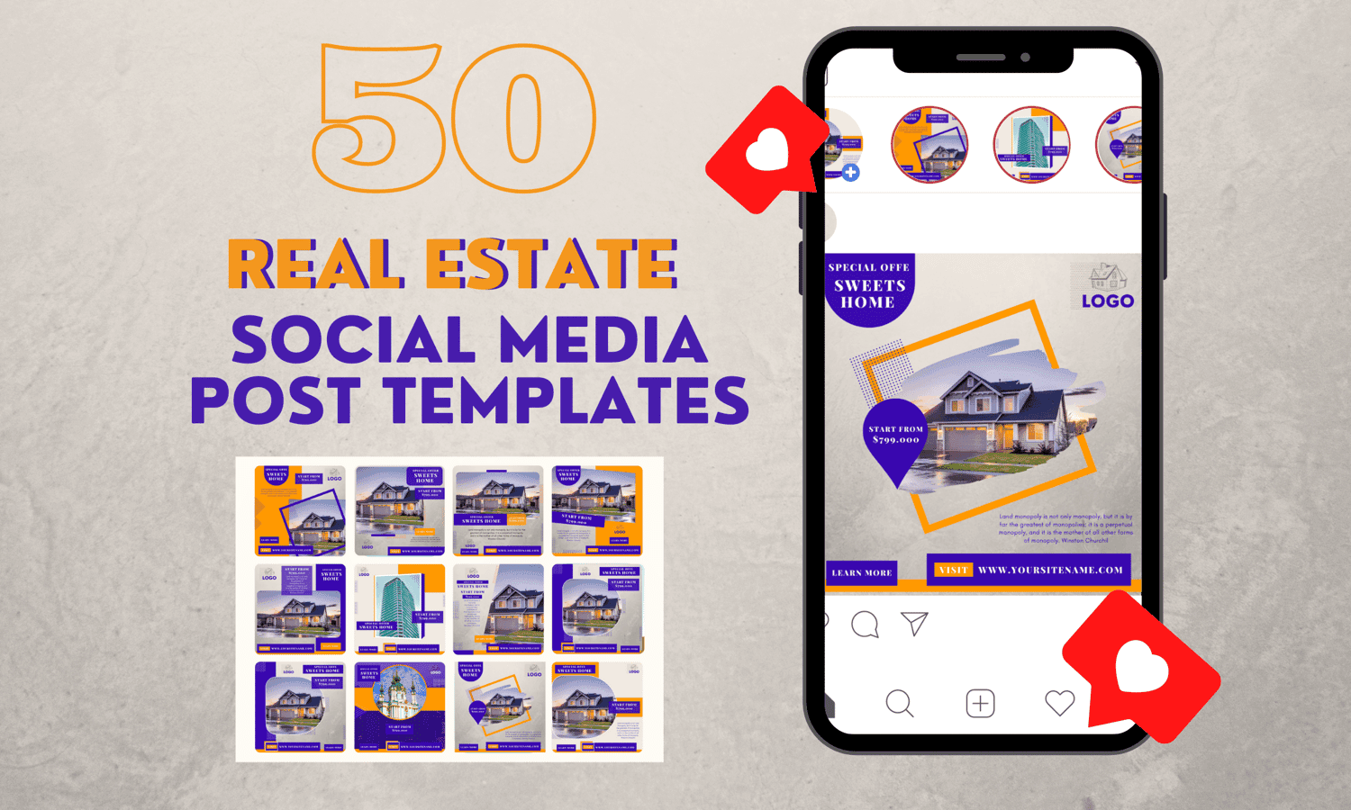 50 Real Estate Post Templates Bundle