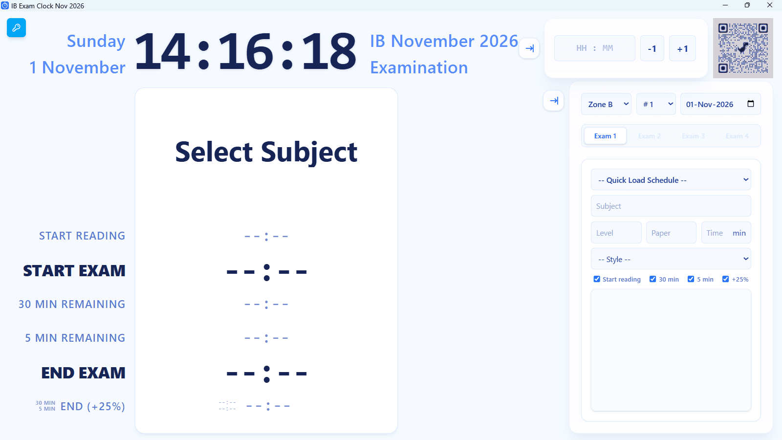 IB Exam Clock - Nov 2026 - Year Pass