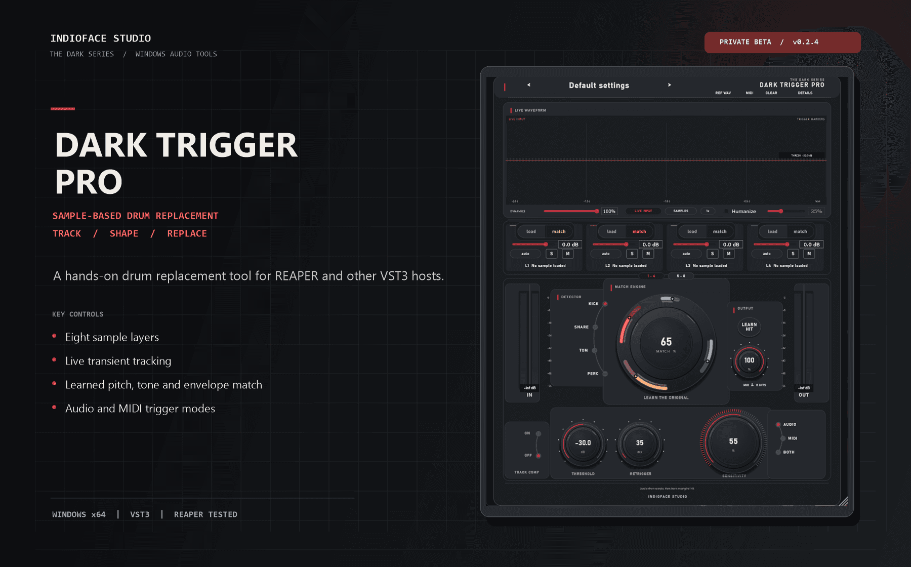 DARK TRIGGER PRO - Drum Replacement & MIDI Trigger