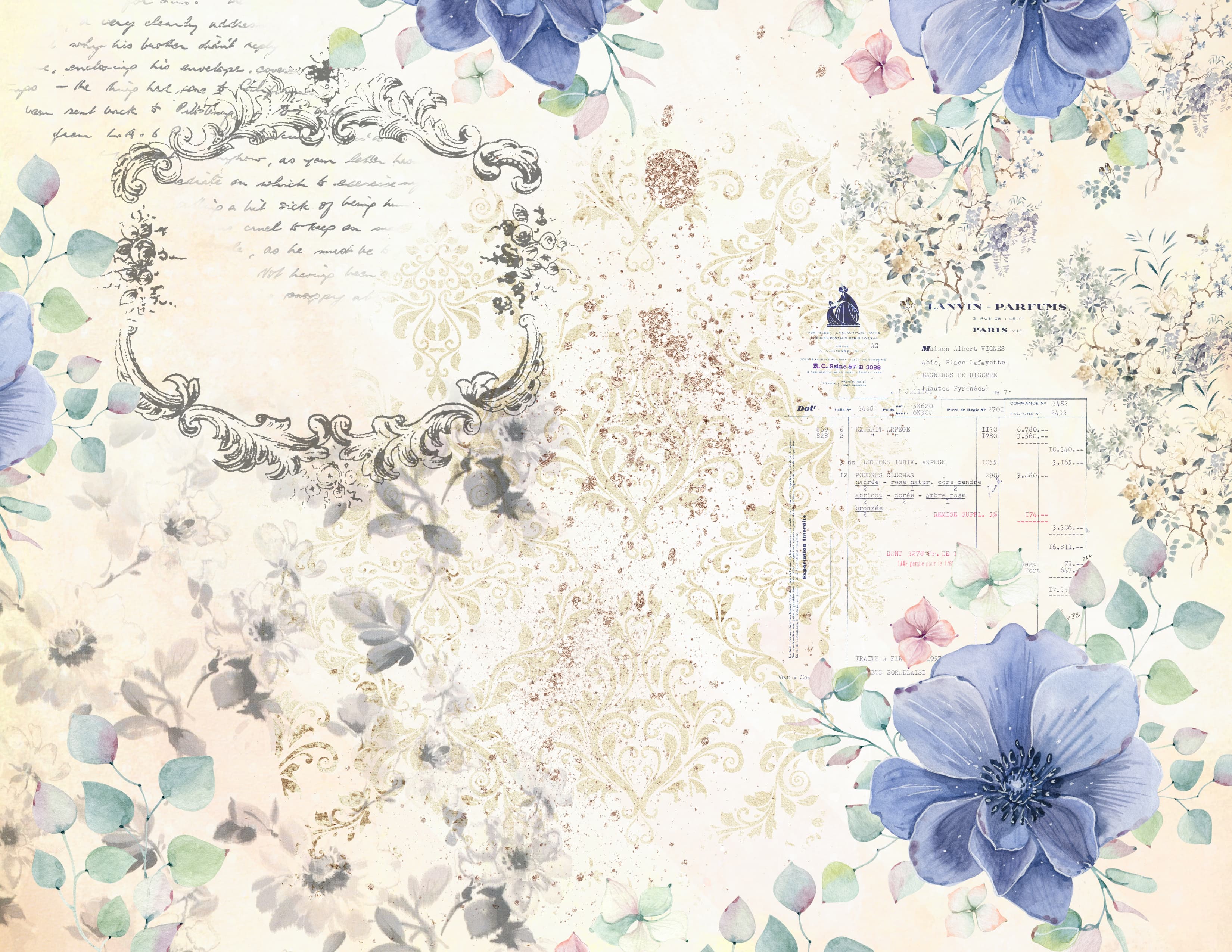 Botanical Vintage Blue Printable Journal Kit