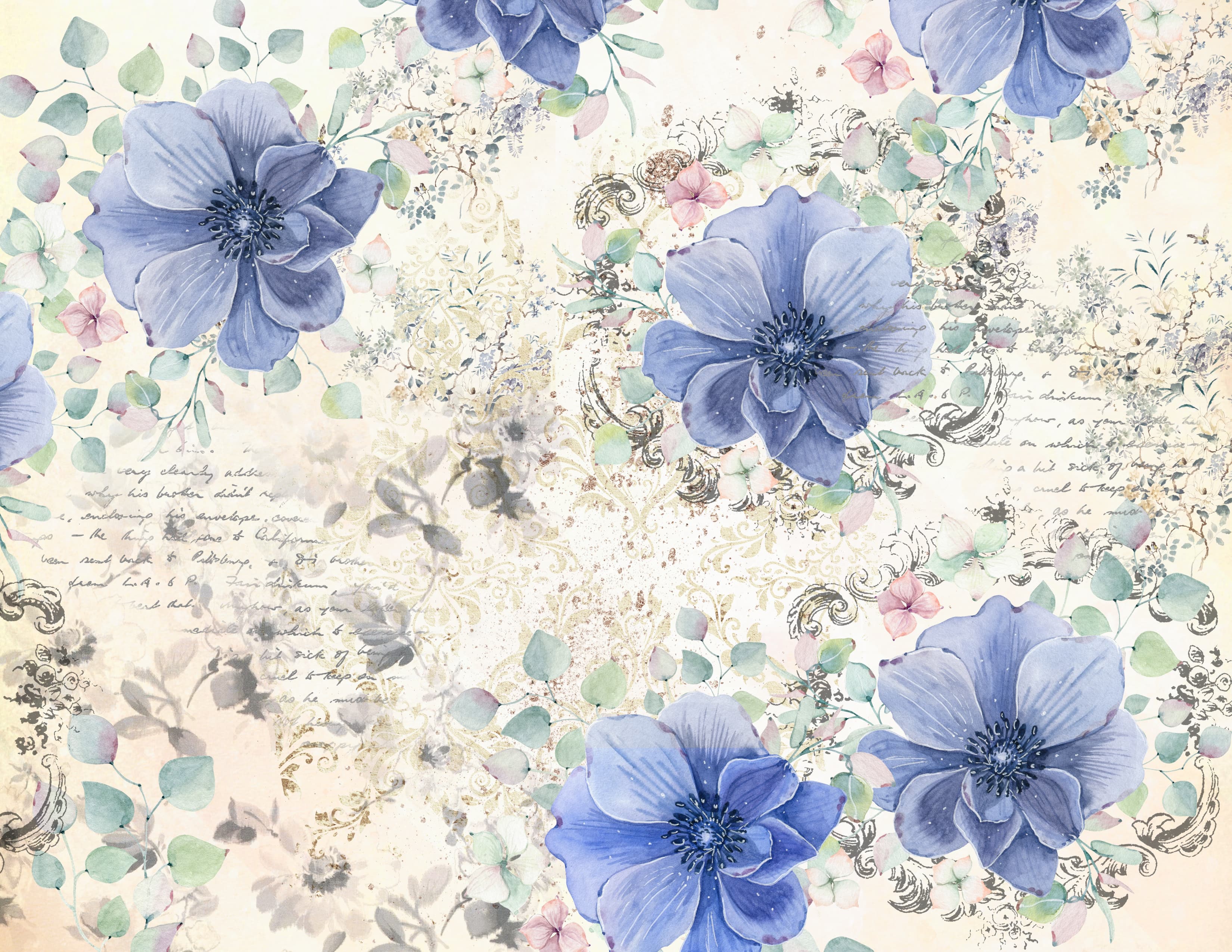 Botanical Vintage Blue Printable Journal Kit
