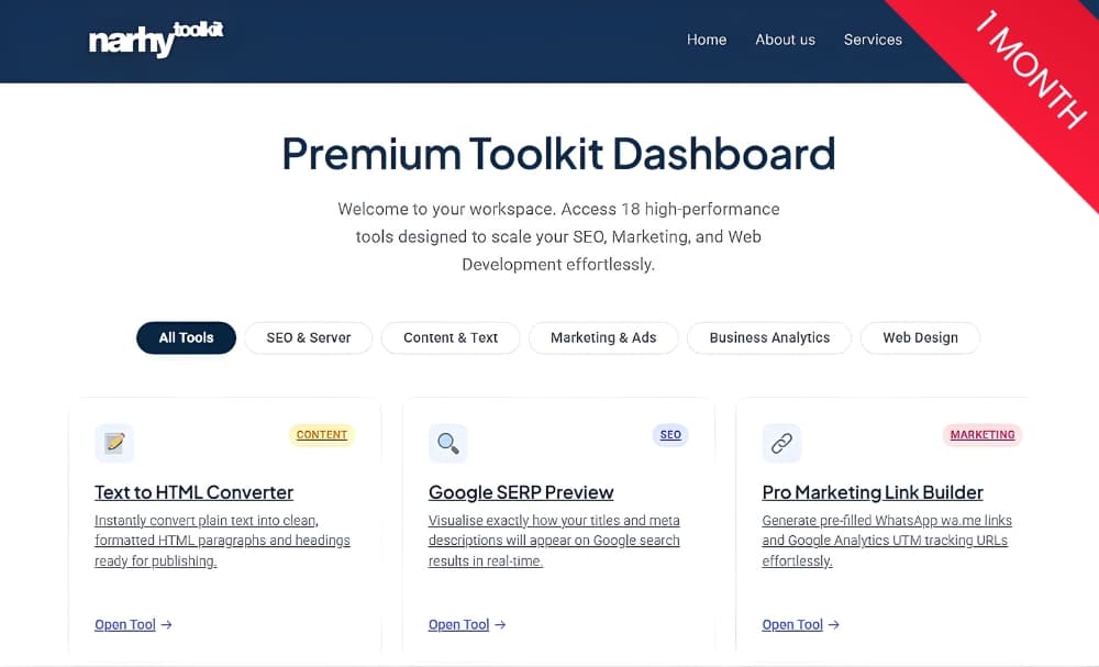 Narhy Premium Toolkit – Monthly Pass