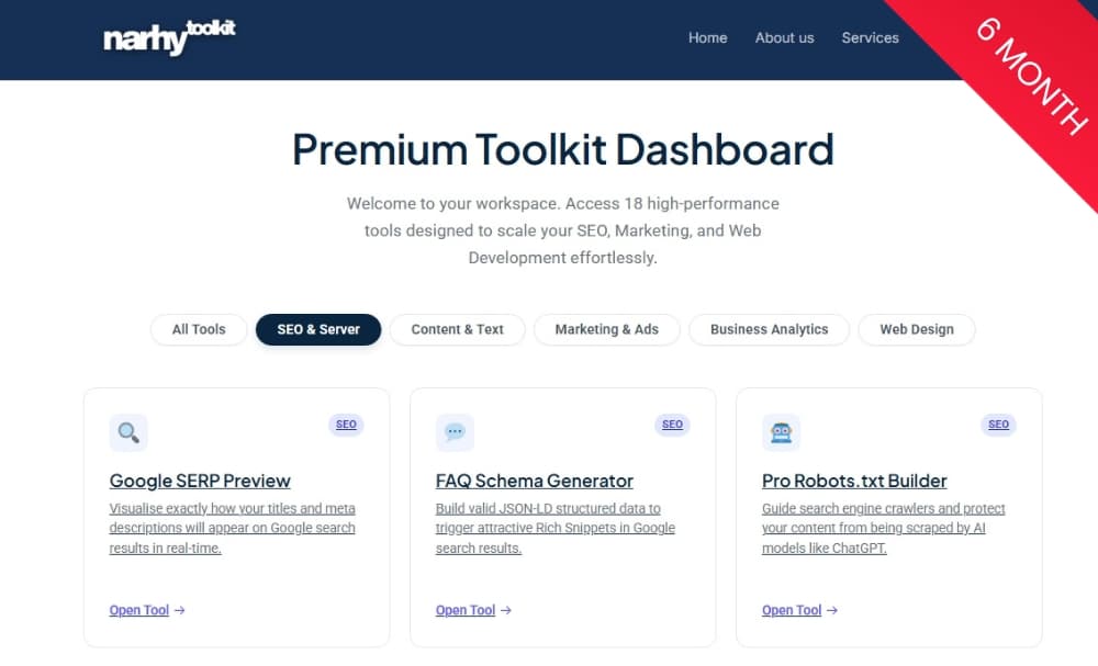 Narhy Premium Toolkit – 6-Month Pass