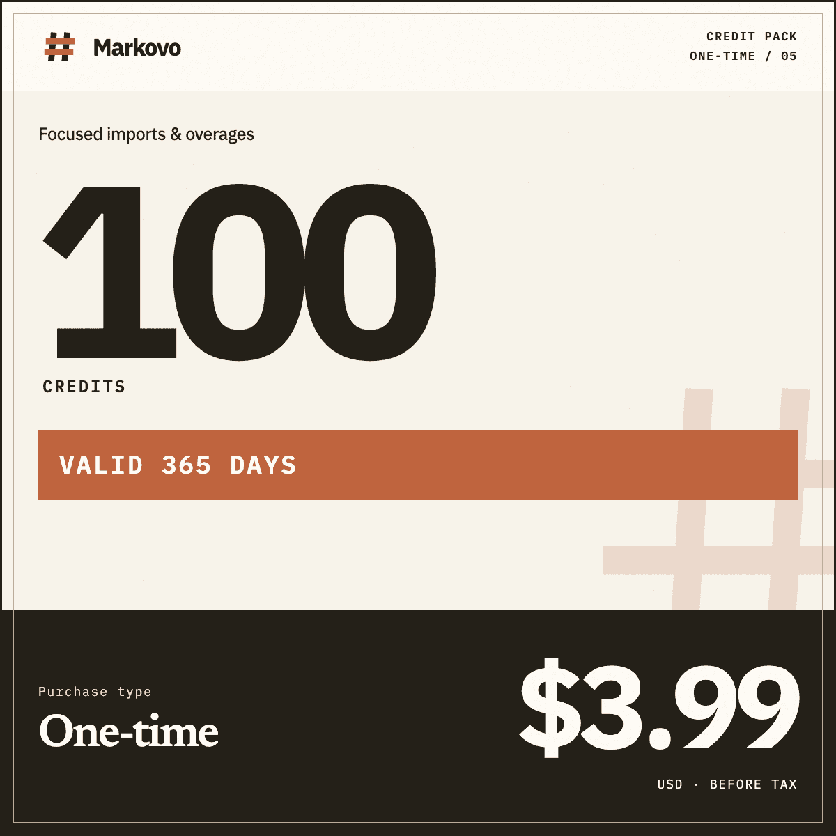 Markovo 100 Credit Pack