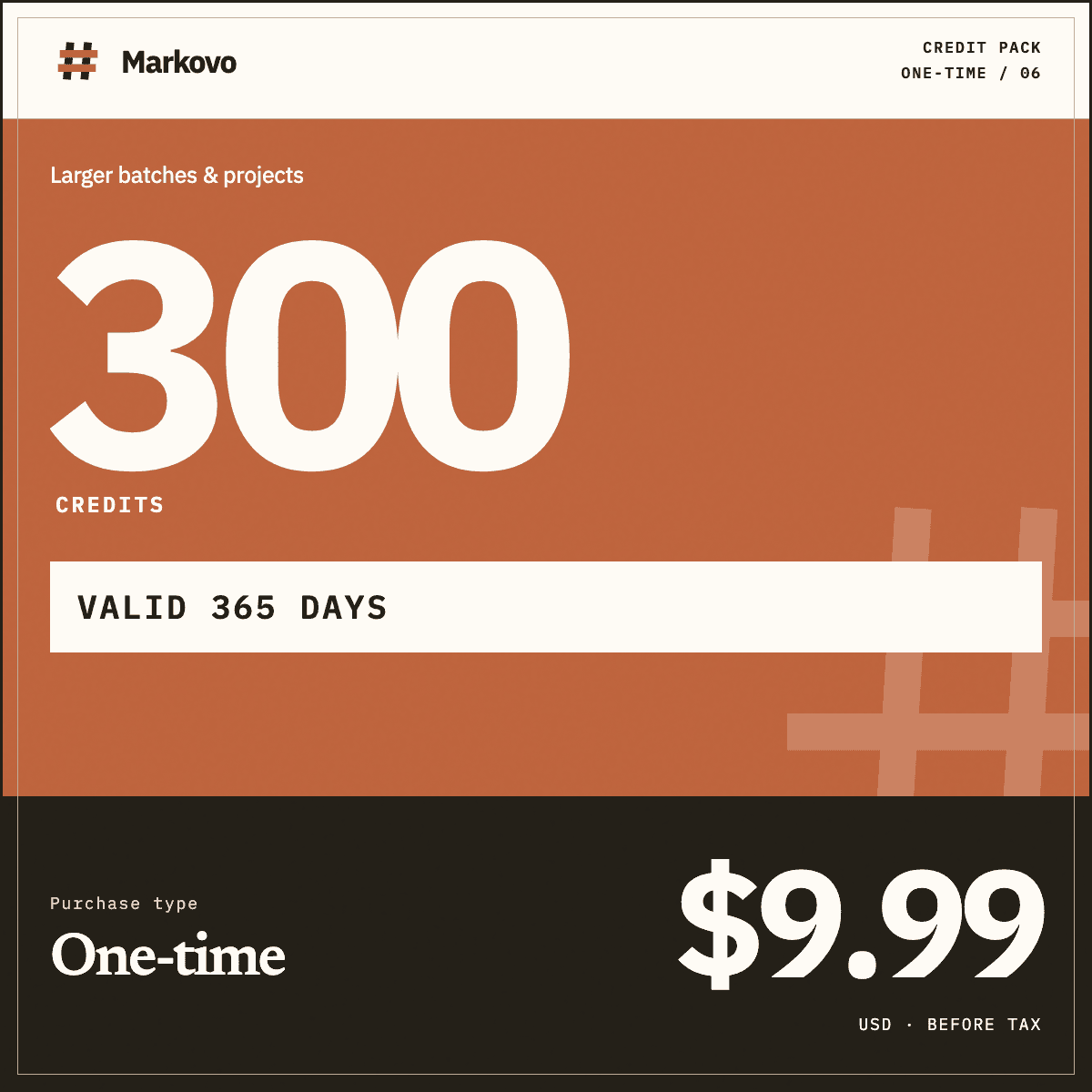 Markovo 300 Credit Pack