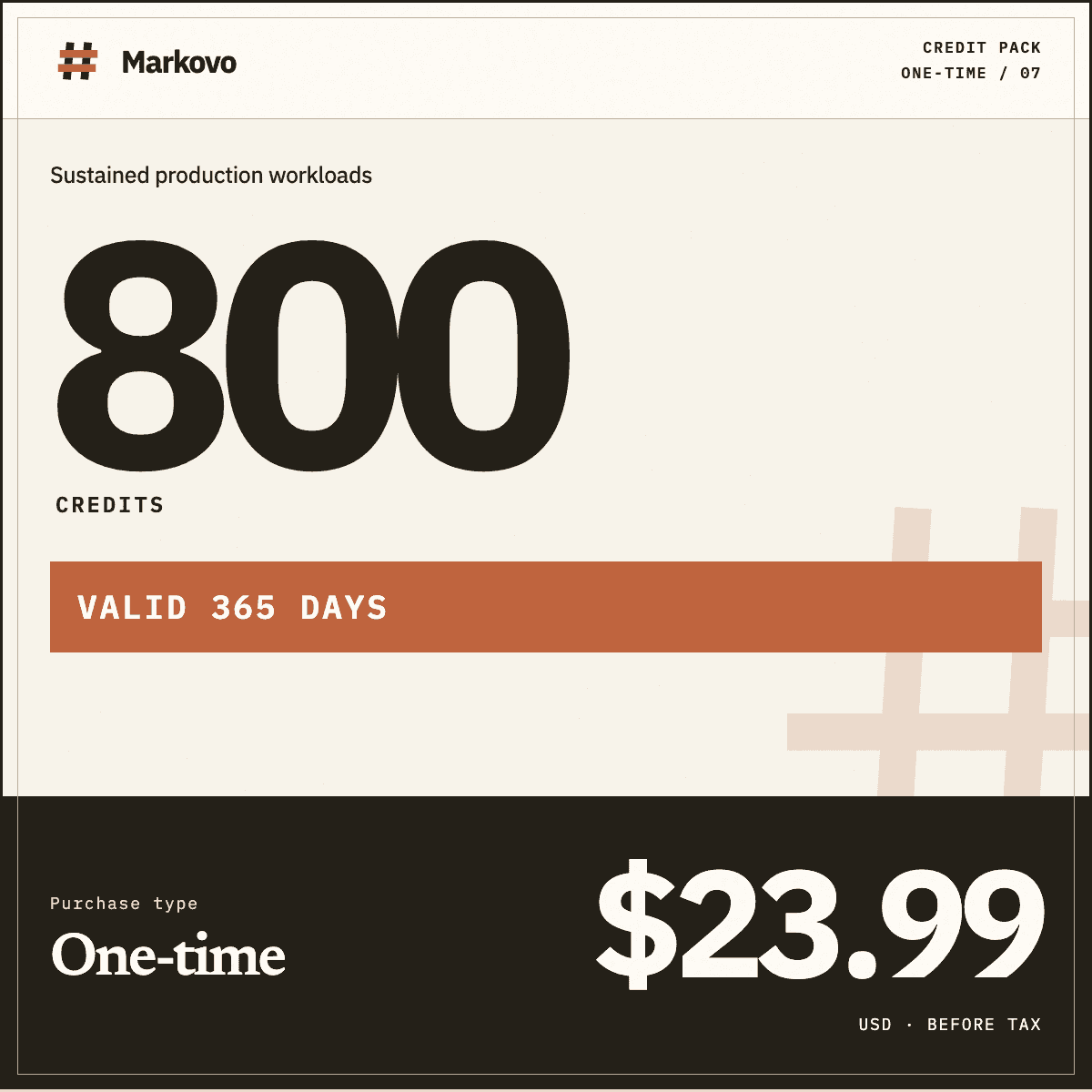 Markovo 800 Credit Pack