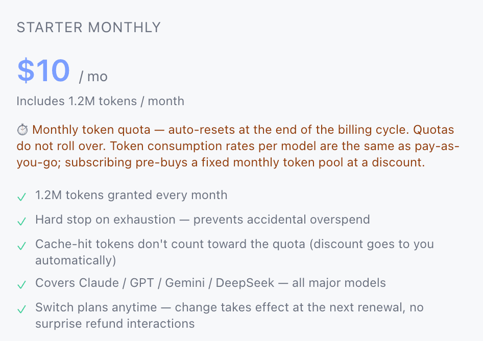 Velahub Starter Plan — Monthly AI Tokens